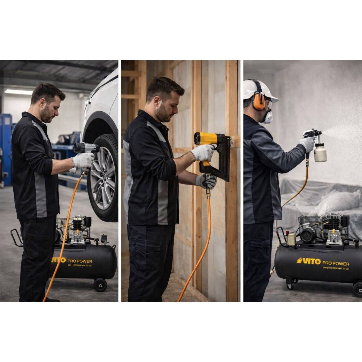 Compresseur d'air 300L Courroie 10 Bar 4000W 5.5CV 500L/min 380V VITO - Image 6