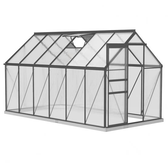 Serre de jardin aluminium polycarbonate extérieur culture optimale 190x375x199cm transparent - ComfortXL Outdoor Living - Image 1