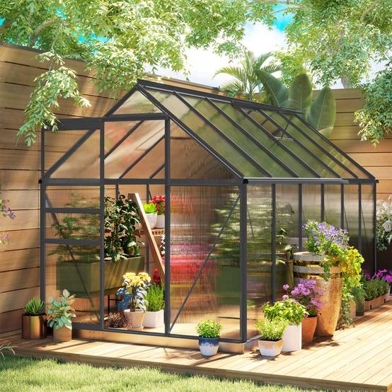 Serre de jardin aluminium polycarbonate extérieur culture optimale 190x375x199cm transparent - ComfortXL Outdoor Living - Image 3