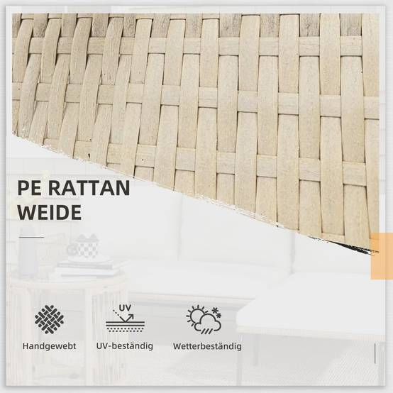 Set de mobilier de jardin 3 pièces avec transat, canapé 2 places et table Rattan Crème - PANGIVO - Image 4