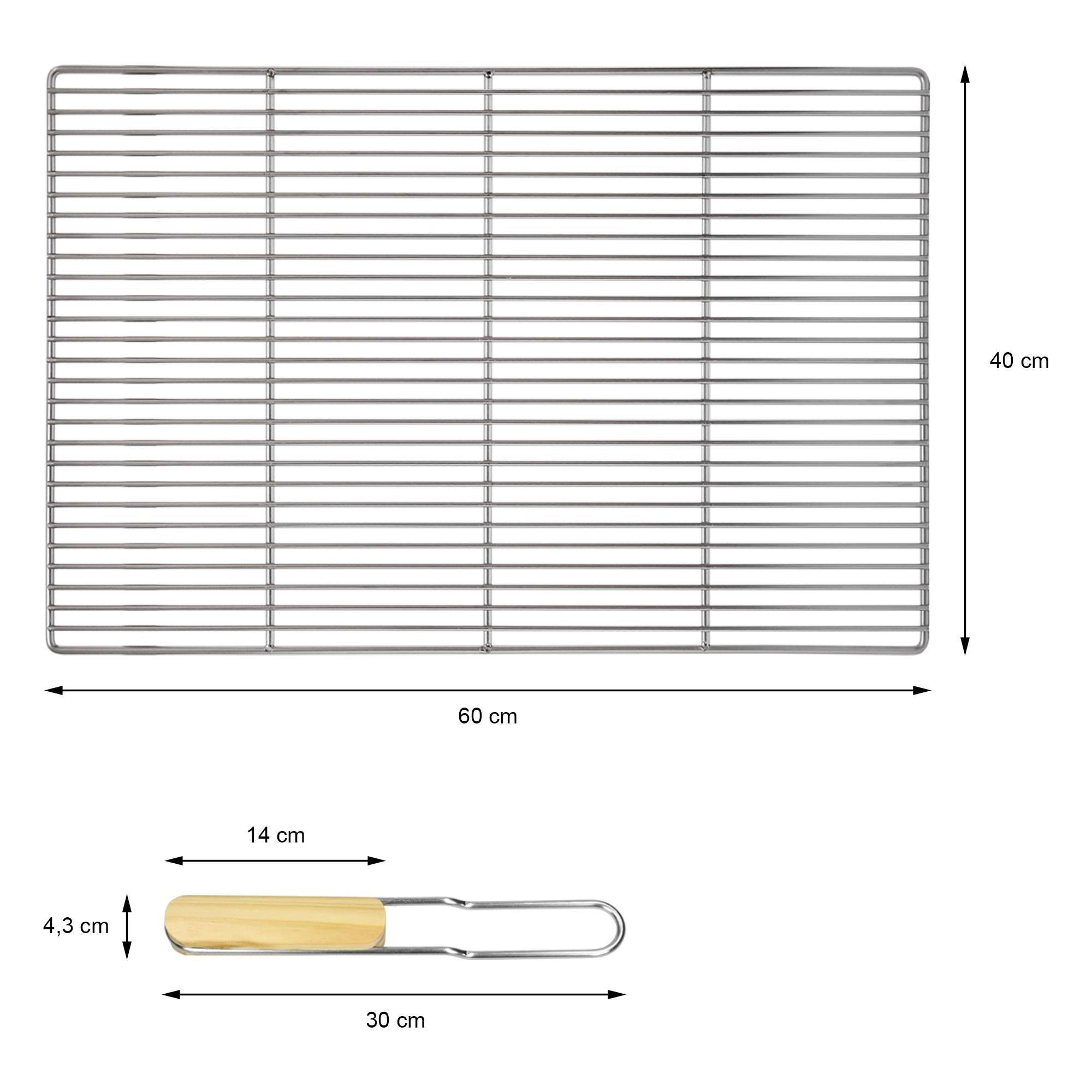 Ecd-Germany - Grille barbecue inox rectangulaire 60x40 cm avec poignées amovibles robuste et antirouille adaptée aux cheminées barbecues, foyers et braseros BBQ - Image 7