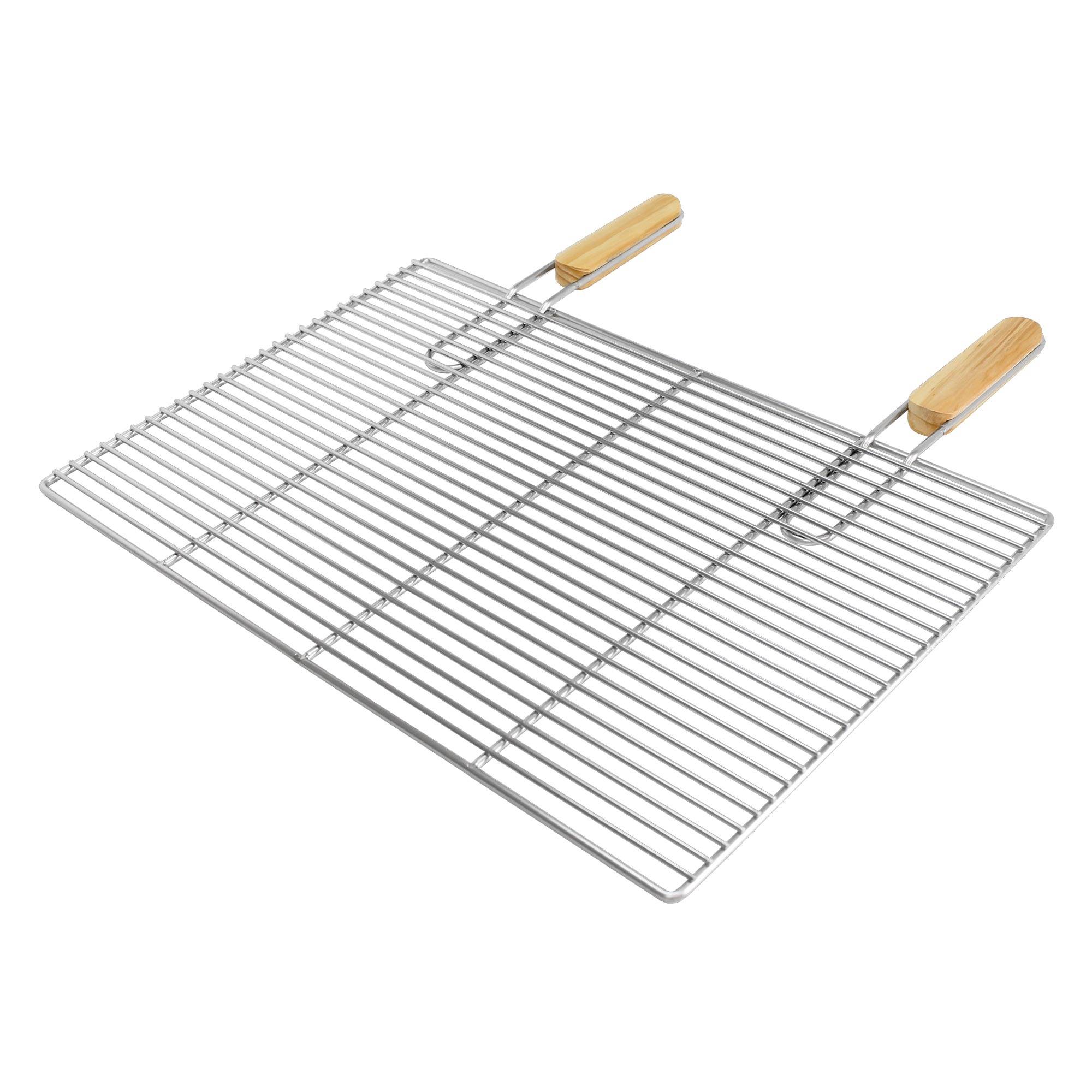 Ecd-Germany - Grille barbecue inox rectangulaire 60x40 cm avec poignées amovibles robuste et antirouille adaptée aux cheminées barbecues, foyers et braseros BBQ - Image 2