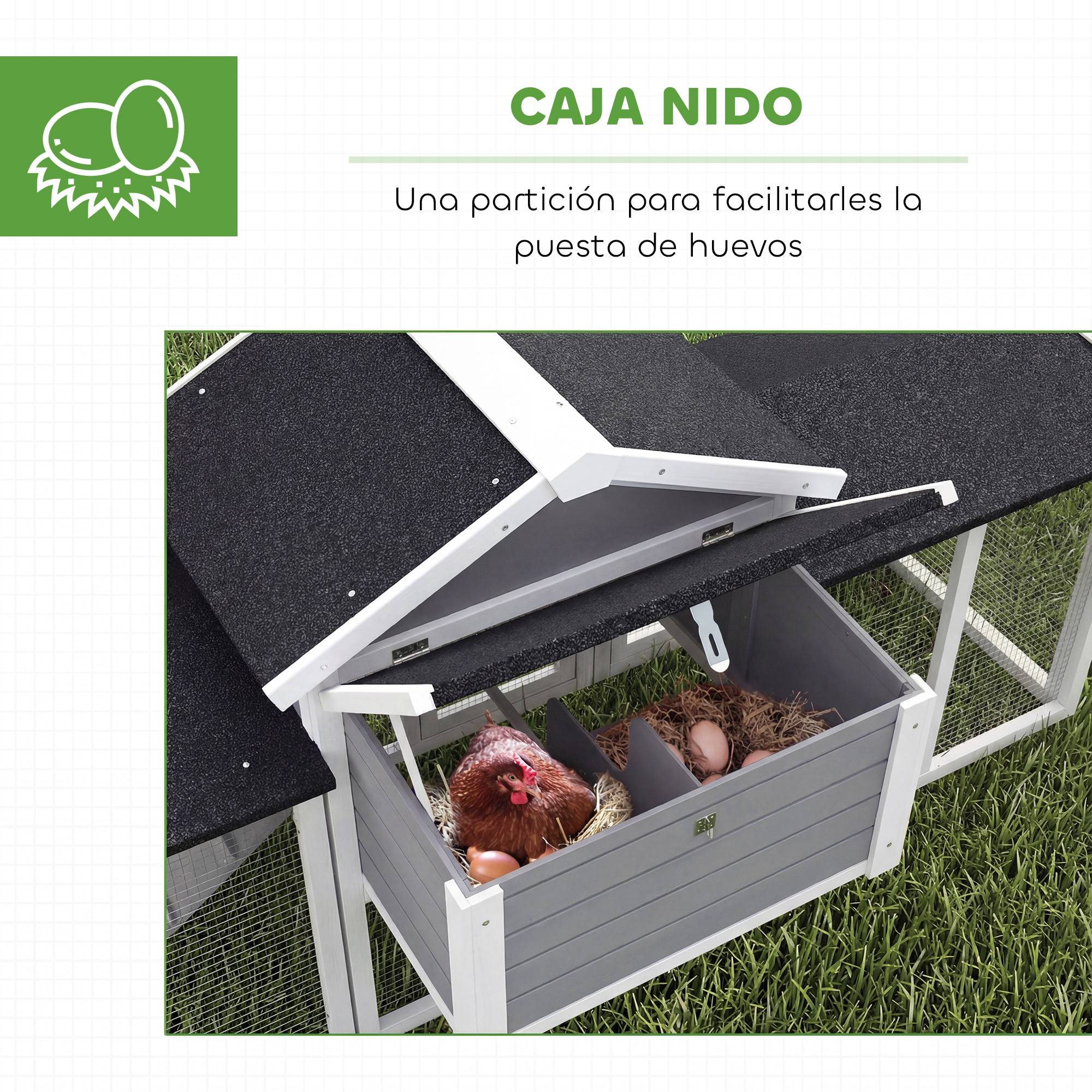 Poulailler bois extérieur multiniveau pondoir perchoir 204x85x93cm gris - ComfortXL Outdoor Living - Image 8
