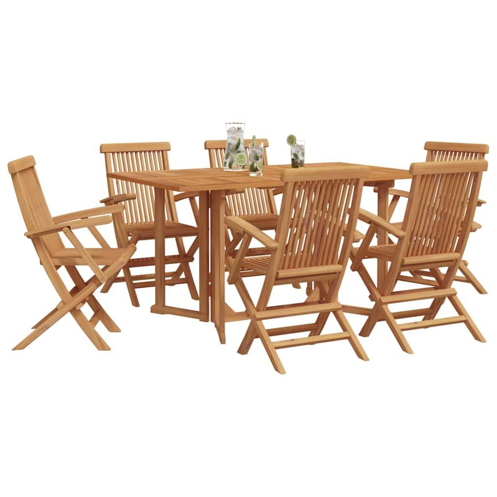 Ensemble de jardin 7 pièces teck massif marron 150 x 90 x 75 cm - PANGIVO - Image 3