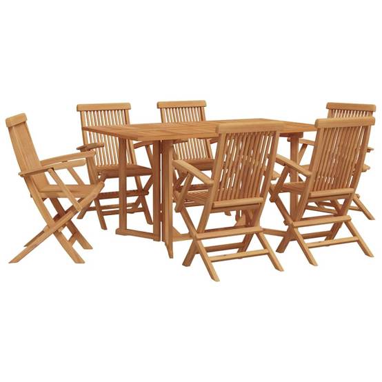 Ensemble de jardin 7 pièces teck massif marron 150 x 90 x 75 cm - PANGIVO - Image 2