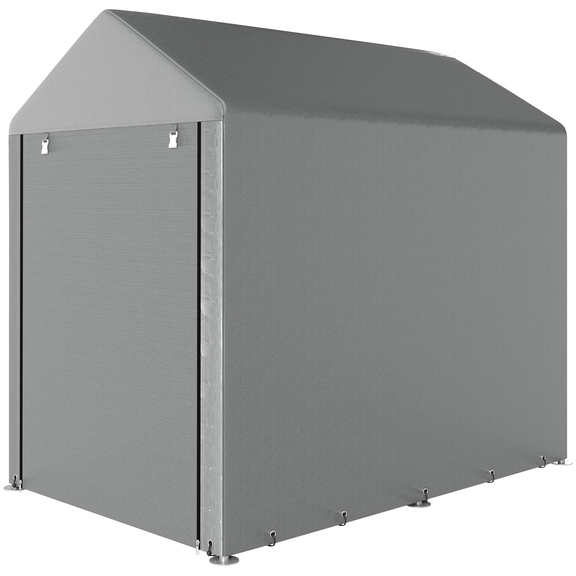 Sans Marque - Abri jardin tente rangement robuste intempéries acier 1,2x1,8x1,6 m gris clair - Image 2