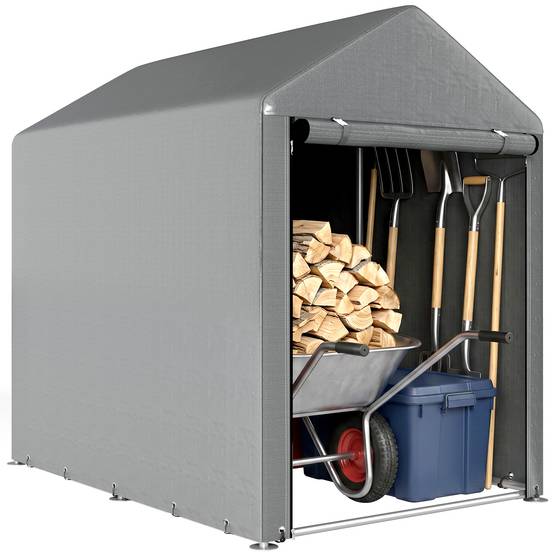 Sans Marque - Abri jardin tente rangement robuste intempéries acier 1,2x1,8x1,6 m gris clair - Image 1