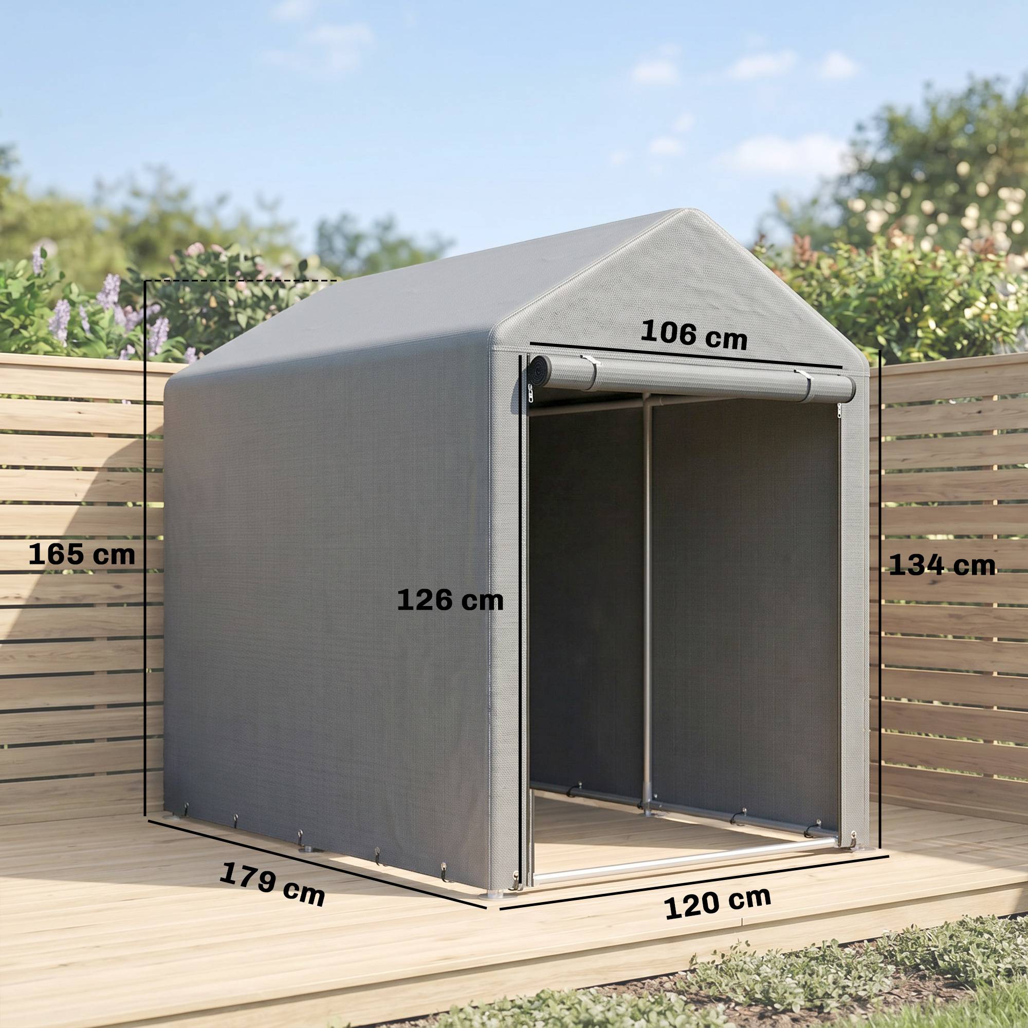 Sans Marque - Abri jardin tente rangement robuste intempéries acier 1,2x1,8x1,6 m gris clair - Image 5
