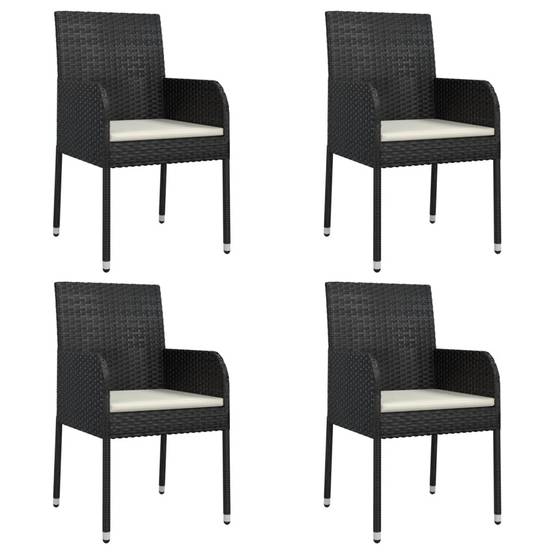 Ensemble à manger de jardin coussins 5 pcs | Mobilier d'extérieur Noir Résine tressée Maison Chic - Image 4