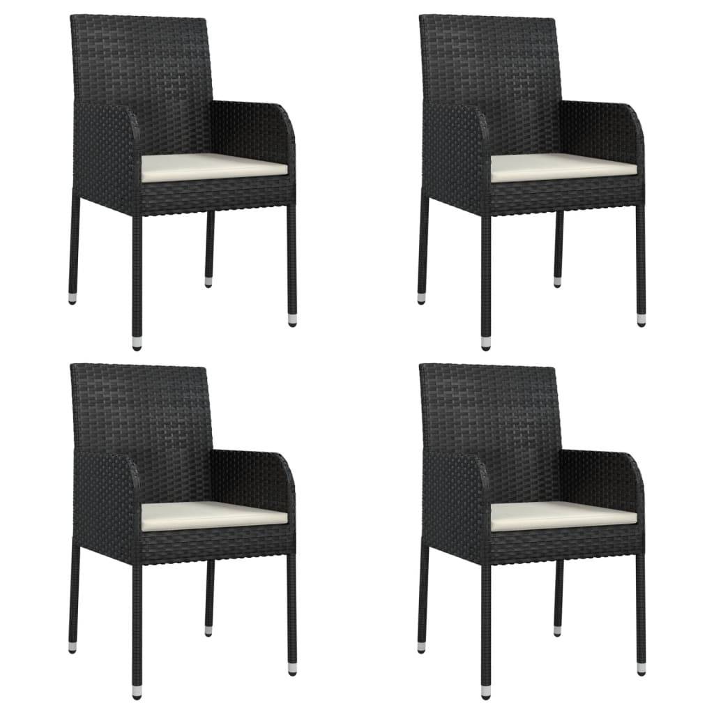 Ensemble à manger de jardin coussins 5 pcs | Mobilier d'extérieur Noir Résine tressée Maison Chic - Image 4