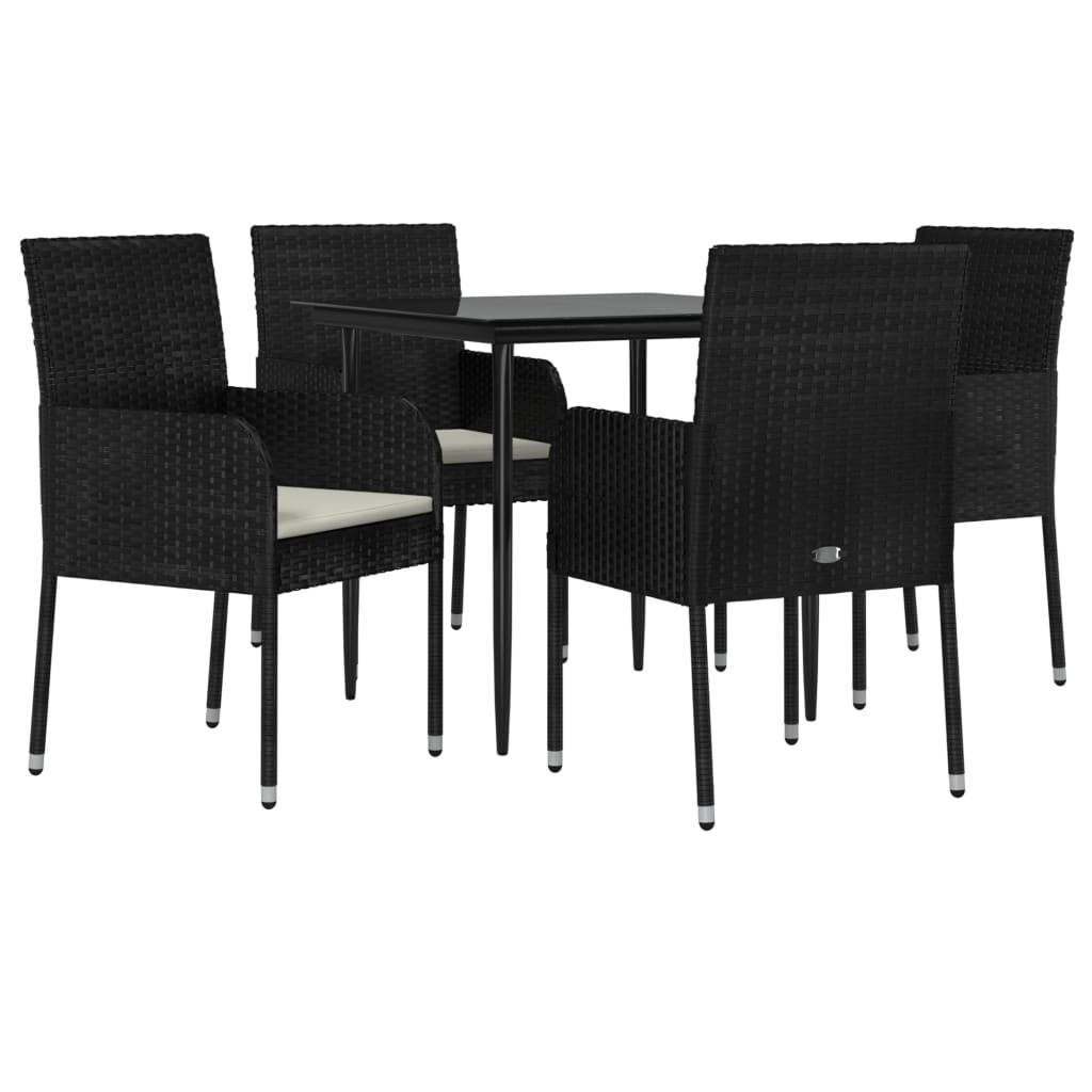 Ensemble à manger de jardin coussins 5 pcs | Mobilier d'extérieur Noir Résine tressée Maison Chic - Image 3
