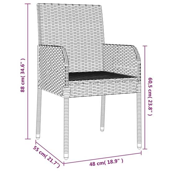 Ensemble à manger de jardin coussins 5 pcs | Mobilier d'extérieur Noir Résine tressée Maison Chic - Image 9