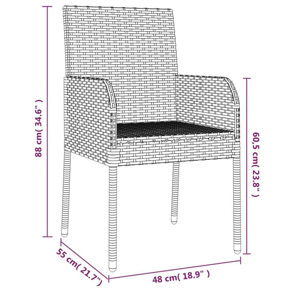 Ensemble à manger de jardin coussins 5 pcs | Mobilier d'extérieur Noir Résine tressée Maison Chic - Image 9