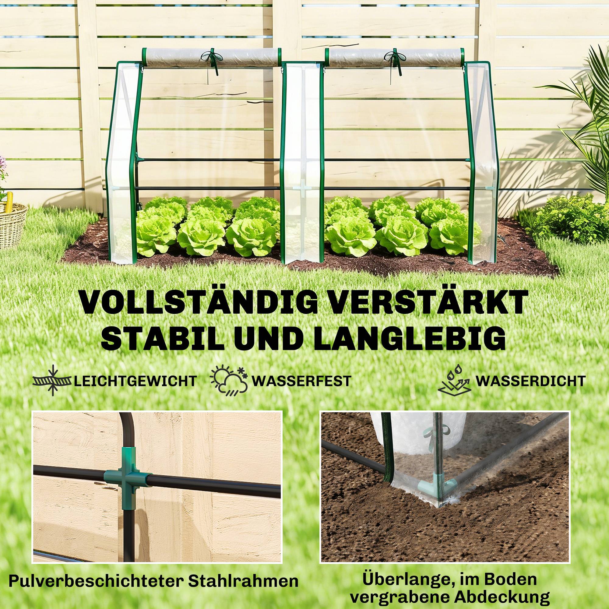 Serre portable acier PVC pour semis potager portes enroulables 180x90x90cm transparent - ComfortXL Outdoor Living - Image 7