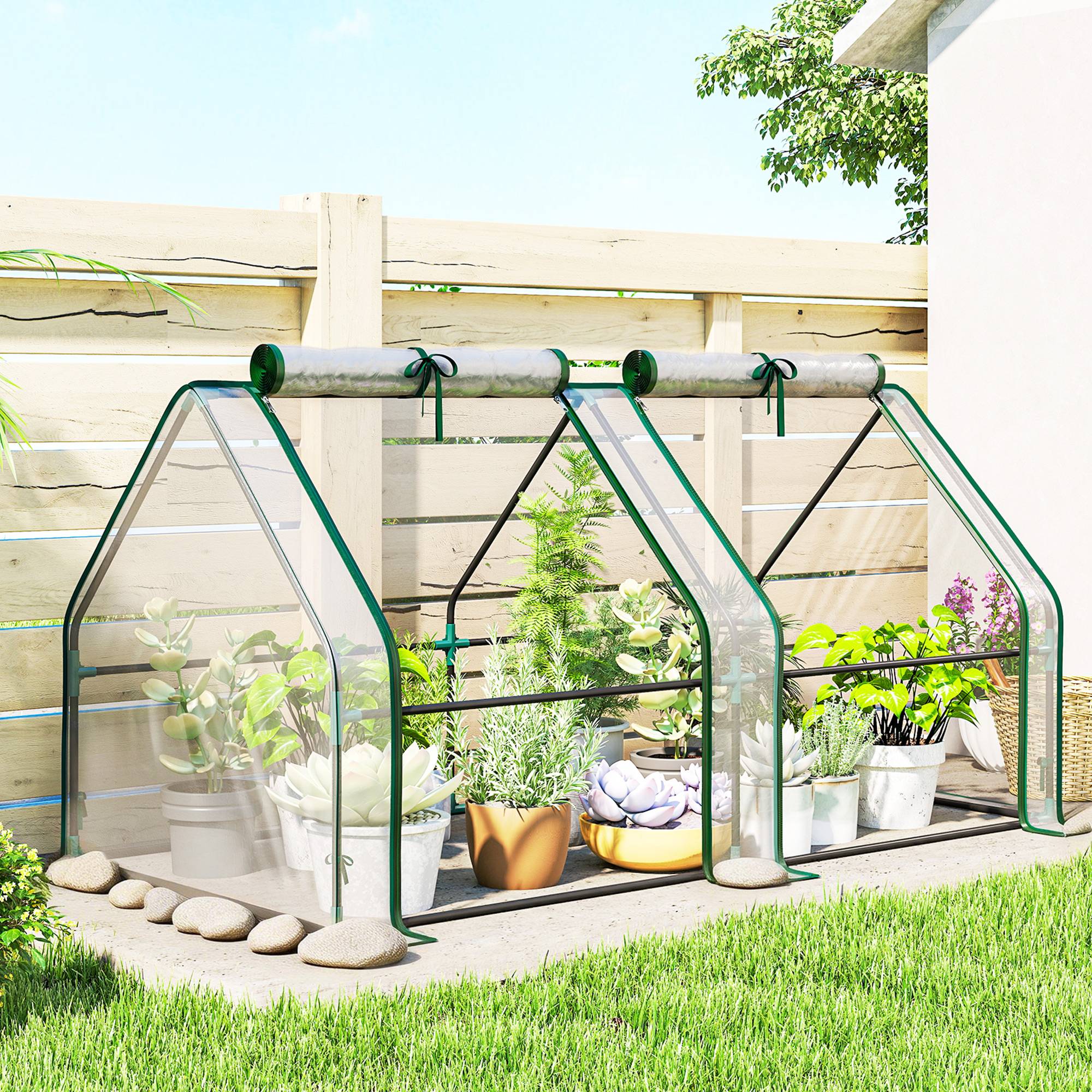 Serre portable acier PVC pour semis potager portes enroulables 180x90x90cm transparent - ComfortXL Outdoor Living - Image 4