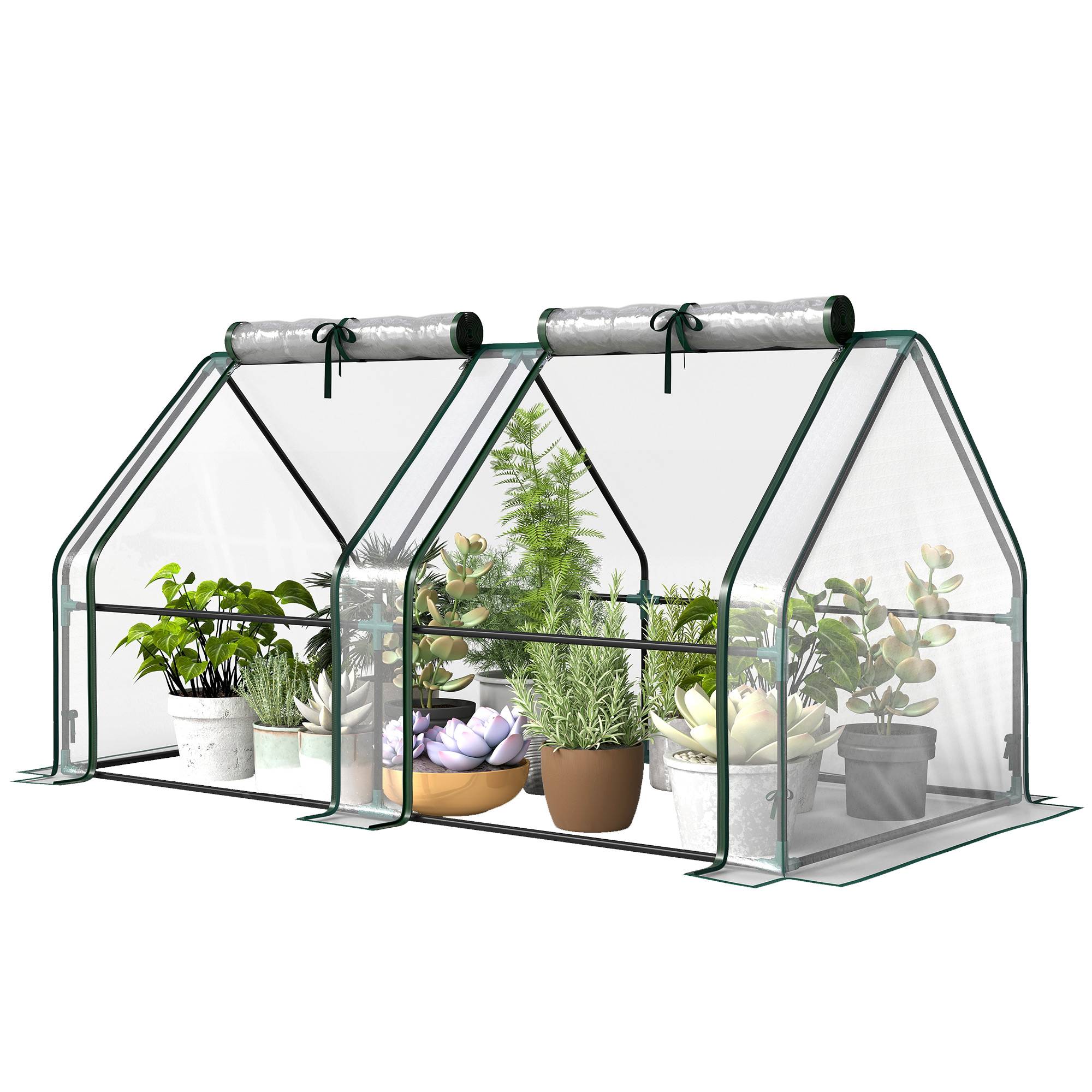 Serre portable acier PVC pour semis potager portes enroulables 180x90x90cm transparent - ComfortXL Outdoor Living - Image 2