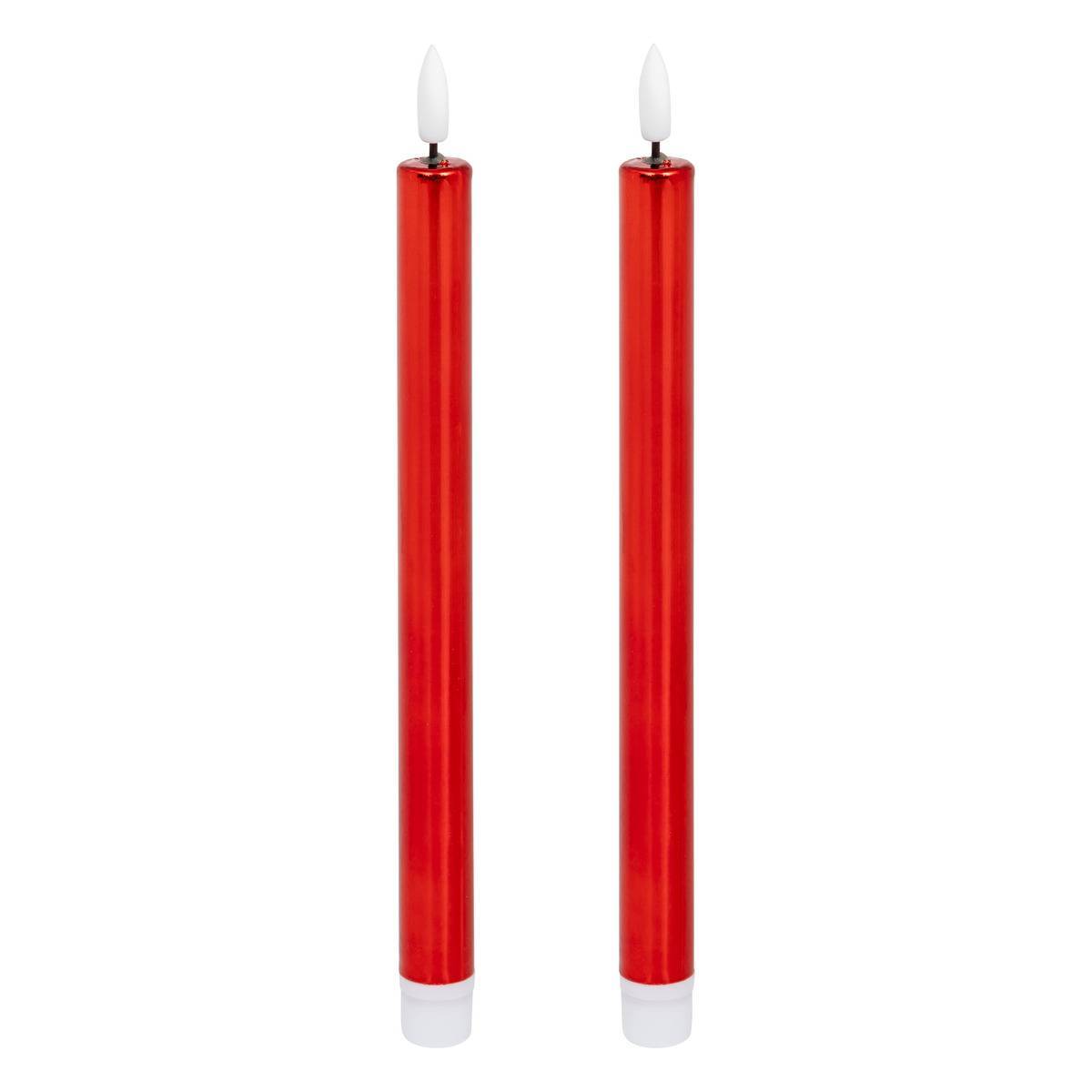 Feeric Christmas - Lot de 2 bougies LED bâton métal rouge - Feeric Lights & Christmas - Image 1