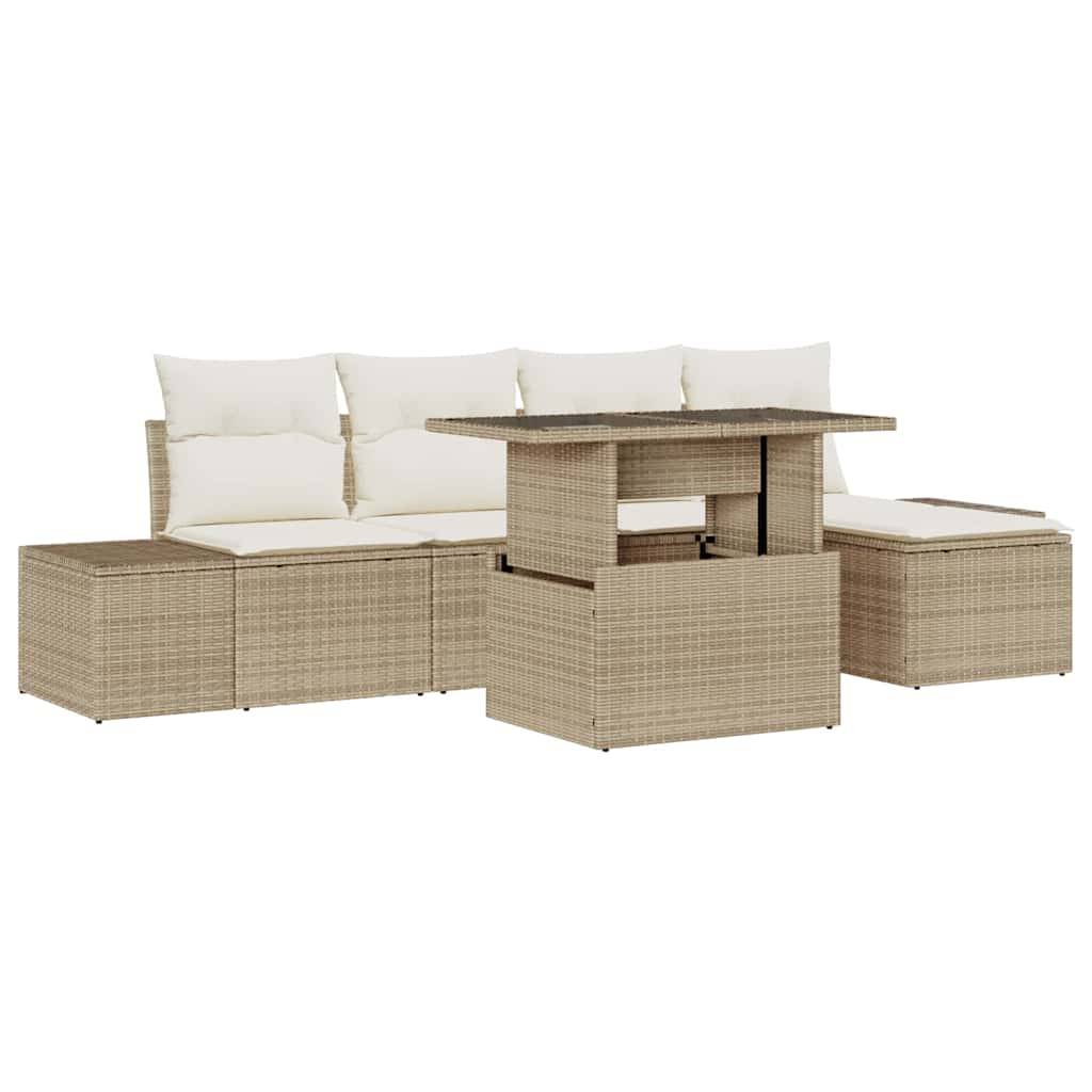 ComfortXL - Salon de jardin d'angle 6 pcs Poly rotin avec rangement pour balcon Beige – ComfortXL Outdoor Living - Image 2