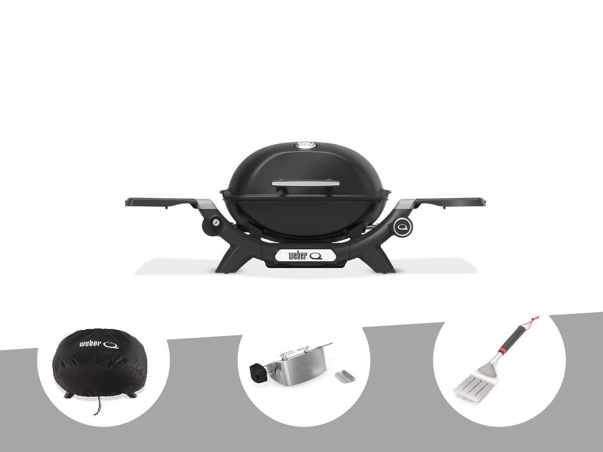 Weber - Barbecue à gaz Q 1200N noir + Housse + Rôtissoire + Spatule - Weber - Image 1