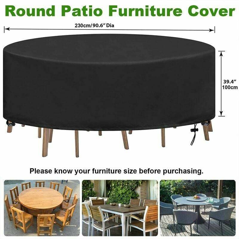 IntiMeg - Housse Table de Jardin Ronde Bache Salon Jardin Exterieur Imperméable Anti-UV Oxford Robuste Bache Table et Chaise de Jardin Ø230X110CM IntiMeg - Image 3