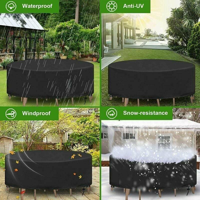 IntiMeg - Housse Table de Jardin Ronde Bache Salon Jardin Exterieur Imperméable Anti-UV Oxford Robuste Bache Table et Chaise de Jardin Ø230X110CM IntiMeg - Image 4