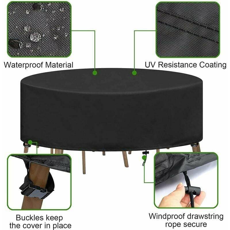 IntiMeg - Housse Table de Jardin Ronde Bache Salon Jardin Exterieur Imperméable Anti-UV Oxford Robuste Bache Table et Chaise de Jardin Ø230X110CM IntiMeg - Image 5