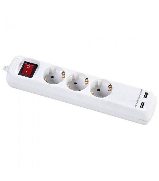 Multiprise avec interrupteur 6 fiches et 2 ports usb, câble 3x1,5 1,4 mètre alyco ALYCO 199436 - Image 1