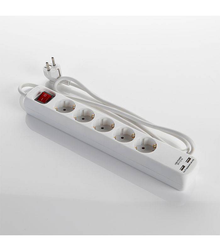 Multiprise avec interrupteur 6 fiches et 2 ports usb, câble 3x1,5 1,4 mètre alyco ALYCO 199436 - Image 3