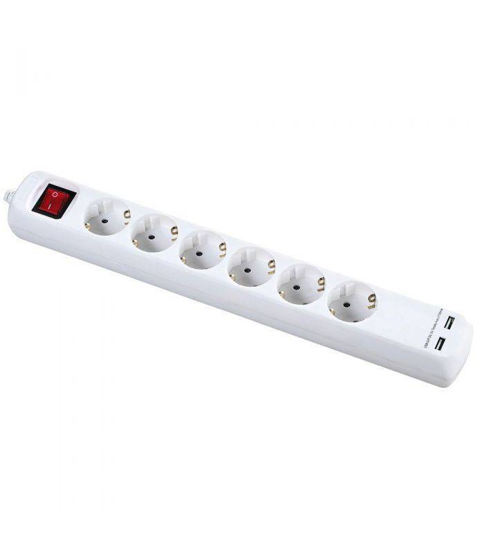 Multiprise avec interrupteur 6 fiches et 2 ports usb, câble 3x1,5 1,4 mètre alyco ALYCO 199436 - Image 2