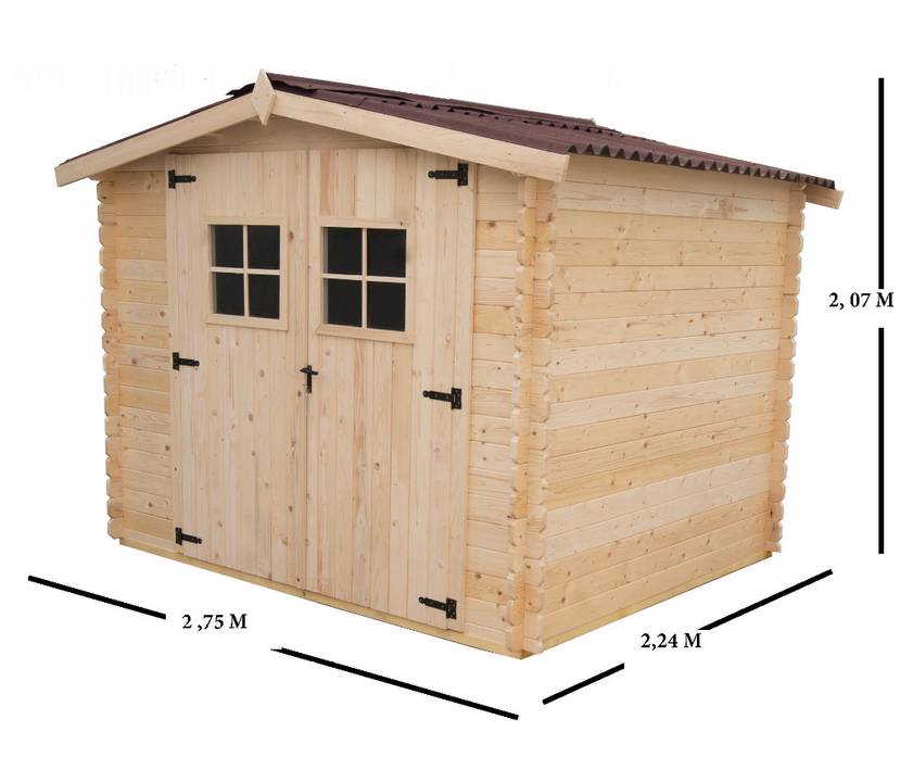 Habrita - Abri Madriers bois massif / 28 mm / surface extérieure : 6,16 m2 / toiture plaques ondulées plus grande longévité - Image 8