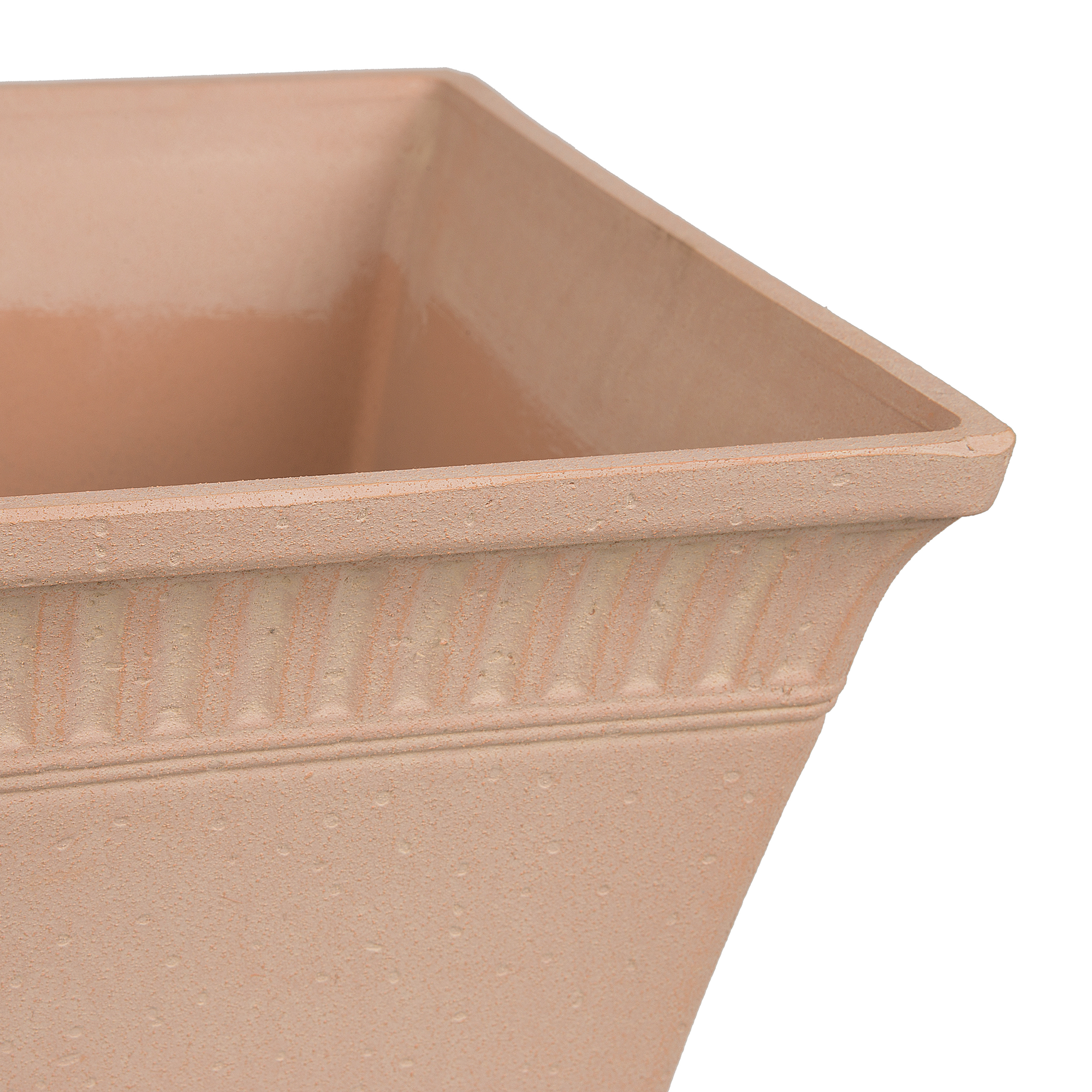 Beliani - Cache-Pot Carré Rouge Clair Effet Terracotta 34 x 34 x 30 cm Pot de Fleurs en Pierre et Polyrésine de Style Ancien pour Extérieur et Intérieur Beliani - Image 5