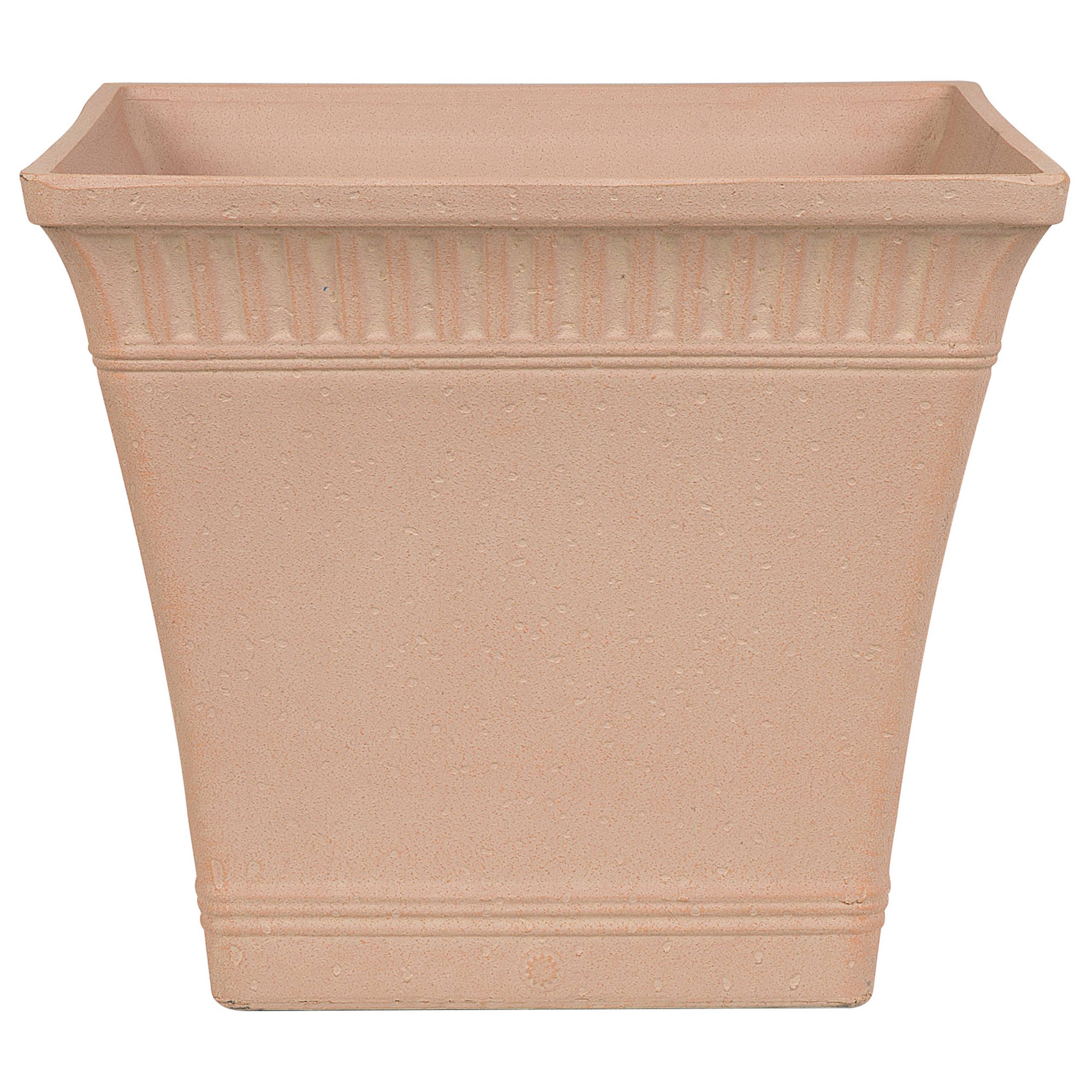 Beliani - Cache-Pot Carré Rouge Clair Effet Terracotta 34 x 34 x 30 cm Pot de Fleurs en Pierre et Polyrésine de Style Ancien pour Extérieur et Intérieur Beliani - Image 1