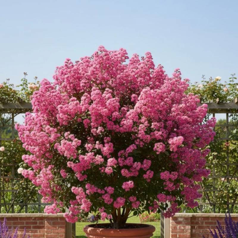 Lilas des Indes Rhapsody in Pink, Lagerstroemia à fleurs Rose/ - feuillage Caduc - Pot de 3L - Touffe - Image 4