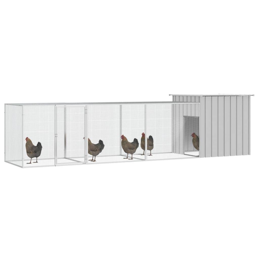 ComfortXL - Cage Poules Acier Galvanisé Extérieur Volailles Parc Modulable 400x91x100cm Gris - ComfortXL Outdoor Living - Image 2