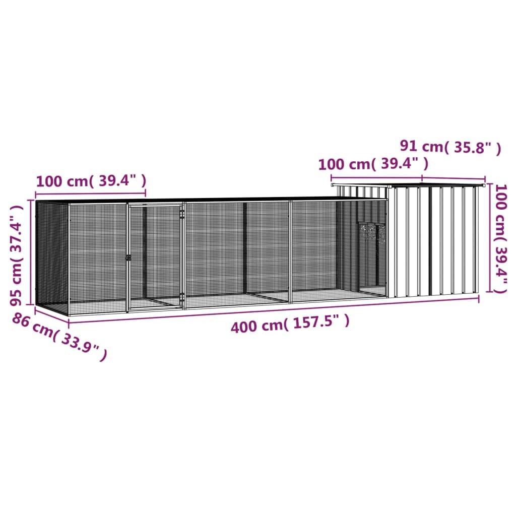 ComfortXL - Cage Poules Acier Galvanisé Extérieur Volailles Parc Modulable 400x91x100cm Gris - ComfortXL Outdoor Living - Image 5