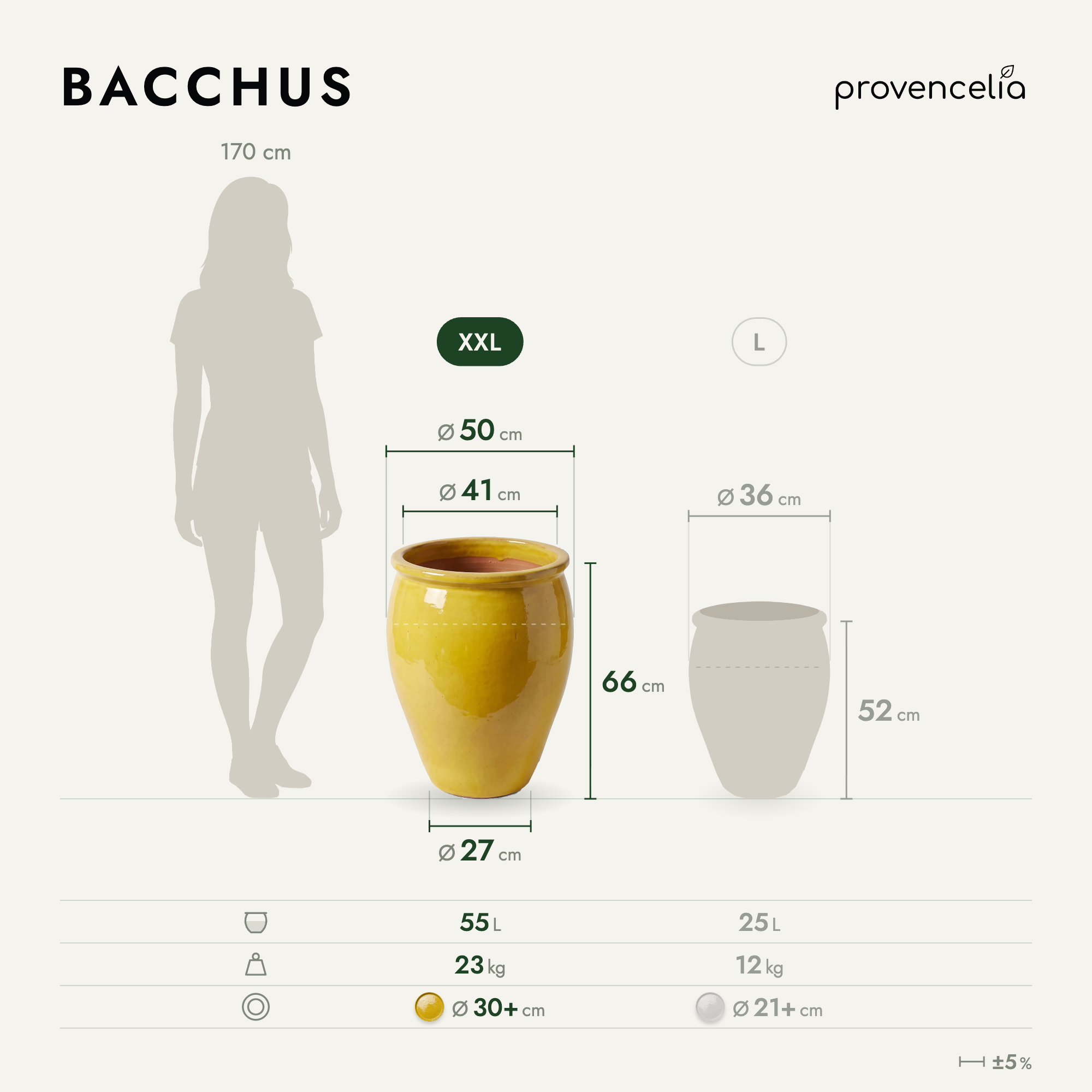 Provencelia - Pot BACCHUS 50x68cm jaune - Image 2