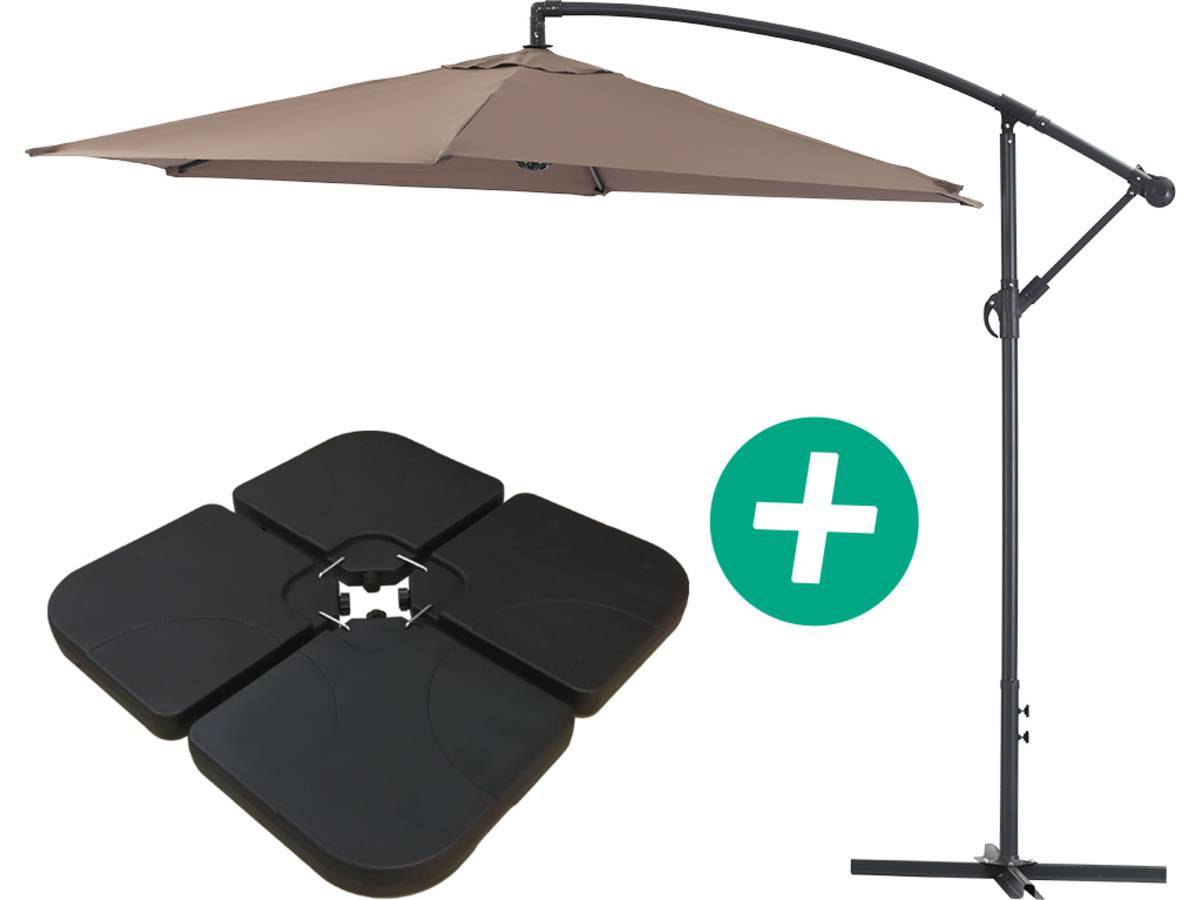Habitat Et Jardin - Parasol Jardin Déporté Alu "ilios" - Rond - ø 3 M - Taupe - Dalles Incluses -habitat Et Jardin - Image 1
