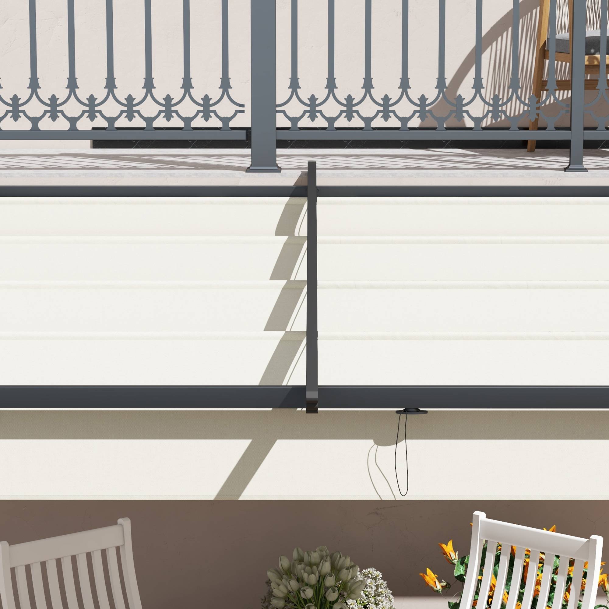 ComfortXL - Pergola murale aluminium jardin toit rétractable abri terrasse 3x3m crème - ComfortXL Outdoor Living - Image 10
