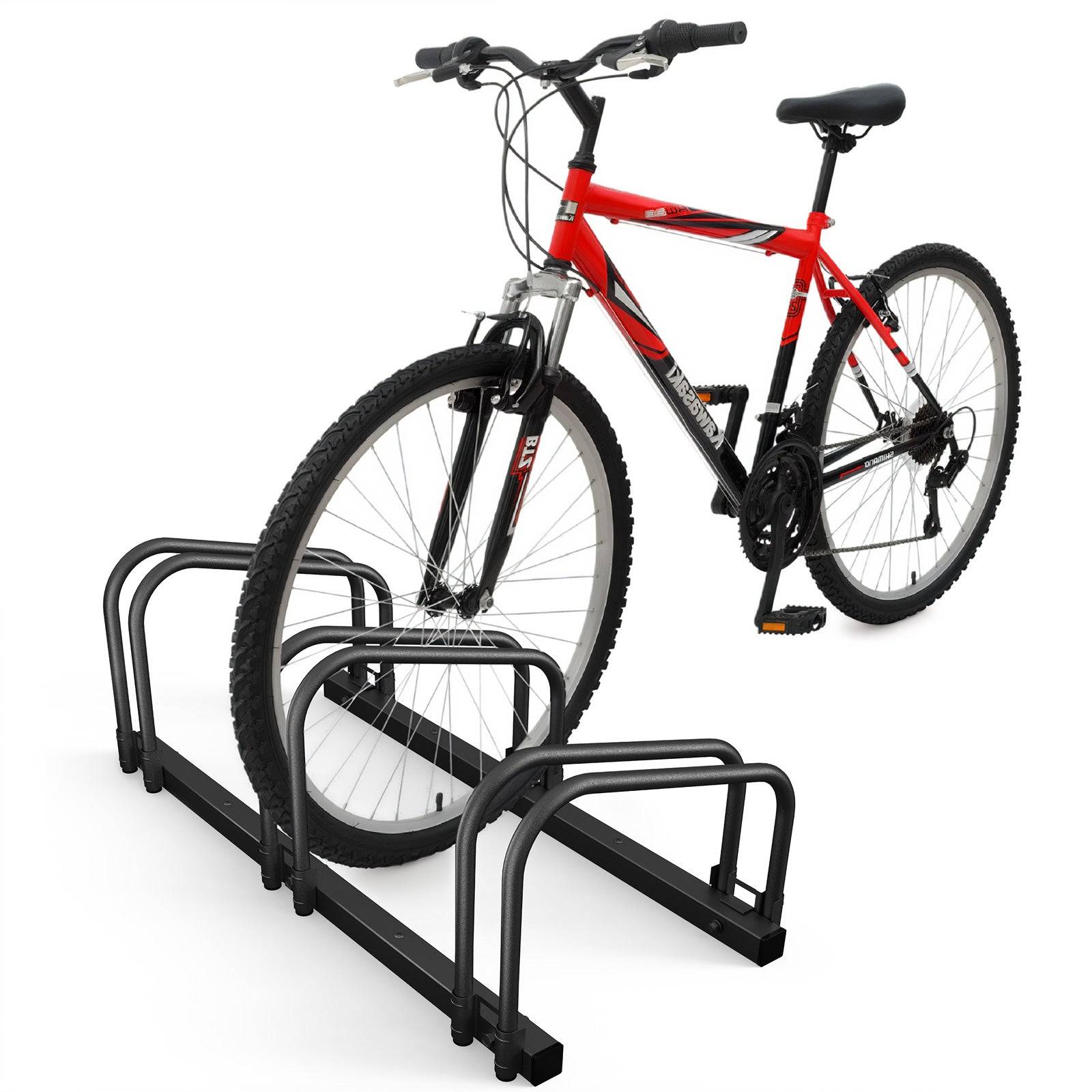 Râtelier range vélos - Support pour 3 vélos - Mural ou au sol - Porte-vélo en acier revêtu noir - VOUNOT® - Image 1