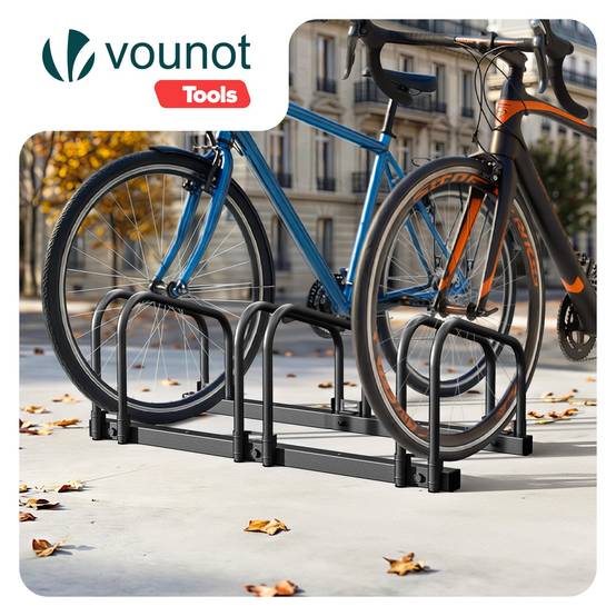 Râtelier range vélos - Support pour 3 vélos - Mural ou au sol - Porte-vélo en acier revêtu noir - VOUNOT® - Image 2