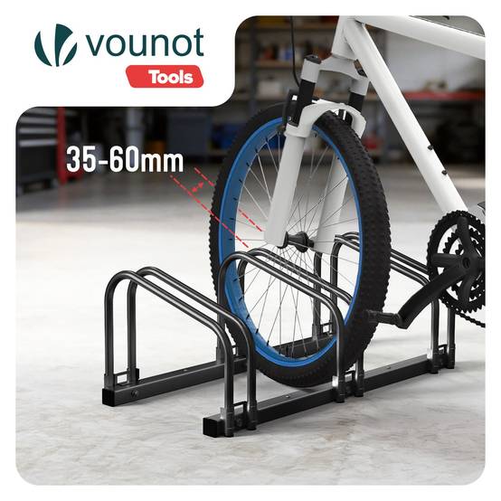 Râtelier range vélos - Support pour 3 vélos - Mural ou au sol - Porte-vélo en acier revêtu noir - VOUNOT® - Image 6