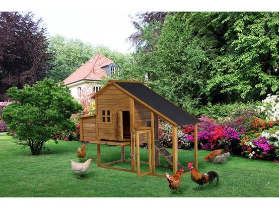 Poulailler "princesse" Avec Pondoir En Bois - 4 Poules - Marron -habitat Et Jardin - Image 2
