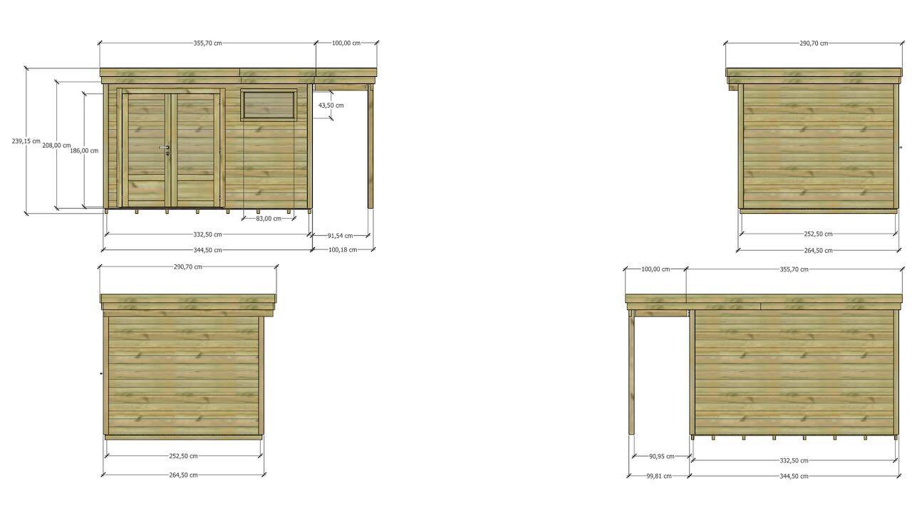 Abri Français - ABRI DE JARDIN bois autoclave 27mm - 4,44x2,64m / 12m2 - Bac acier - Plancher bois - Image 4