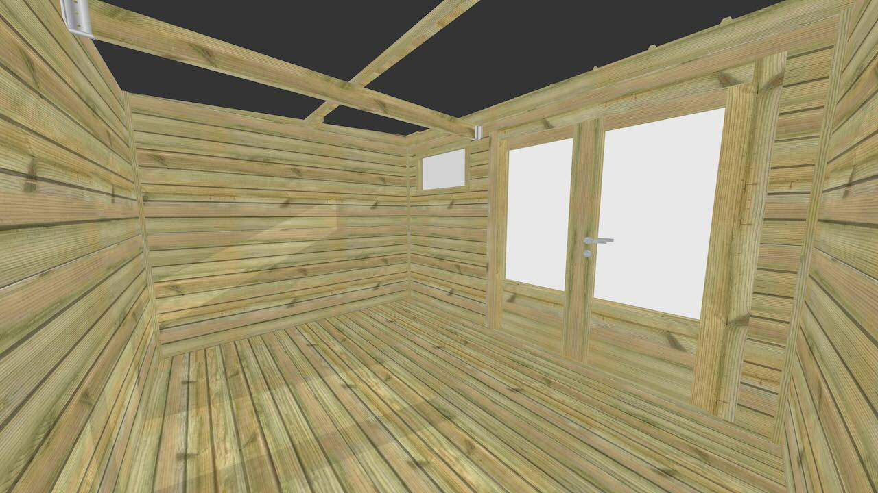 Abri Français - ABRI DE JARDIN bois autoclave 27mm - 4,44x2,64m / 12m2 - Bac acier - Plancher bois - Image 5
