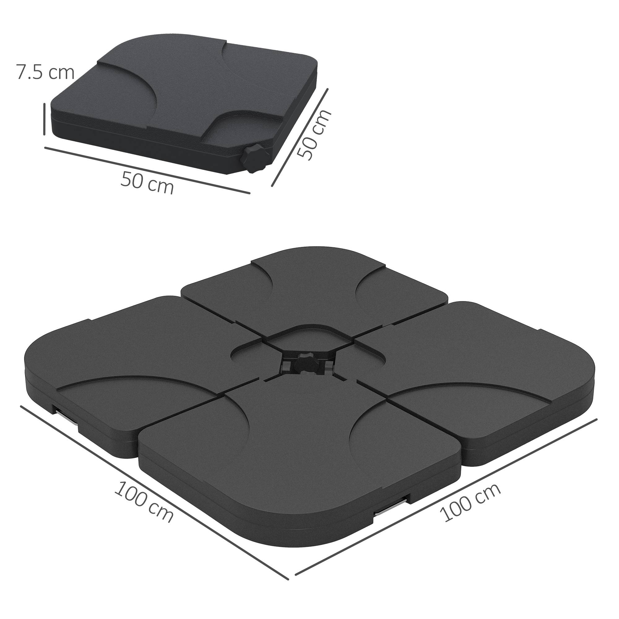 Lot de 4 pieds de parasol de jardin en plastique 50 x 50 x 7,5 cm - Image 5