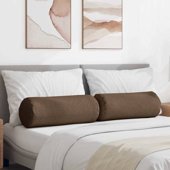 Lot de 2 Coussins Polochons Géants Tissu Doux avec Housse Lavable pour Chambre et Salon Marron 25x70 cm – ComfortXL Outdoor Living - Image 1
