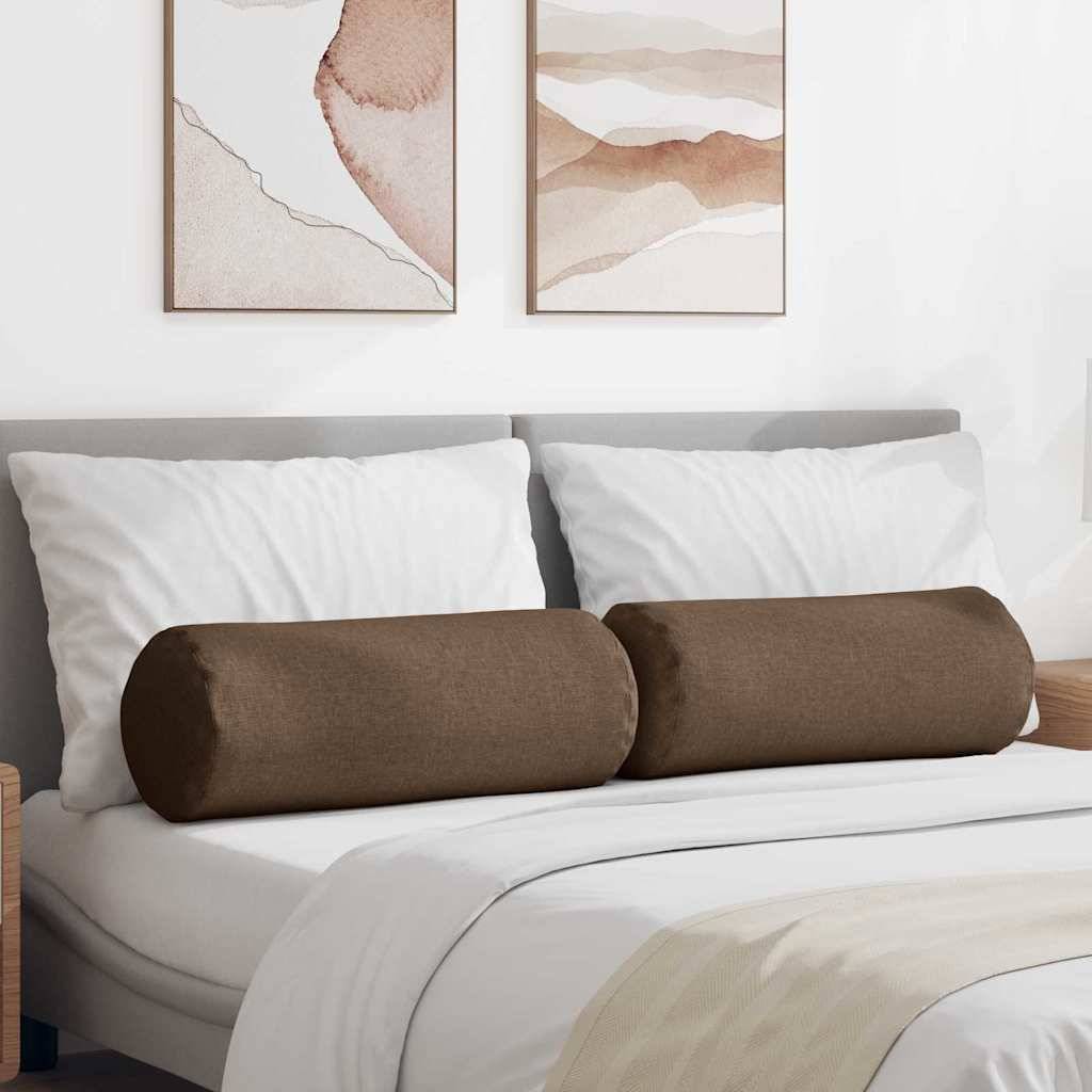 Lot de 2 Coussins Polochons Géants Tissu Doux avec Housse Lavable pour Chambre et Salon Marron 25x70 cm – ComfortXL Outdoor Living - Image 1