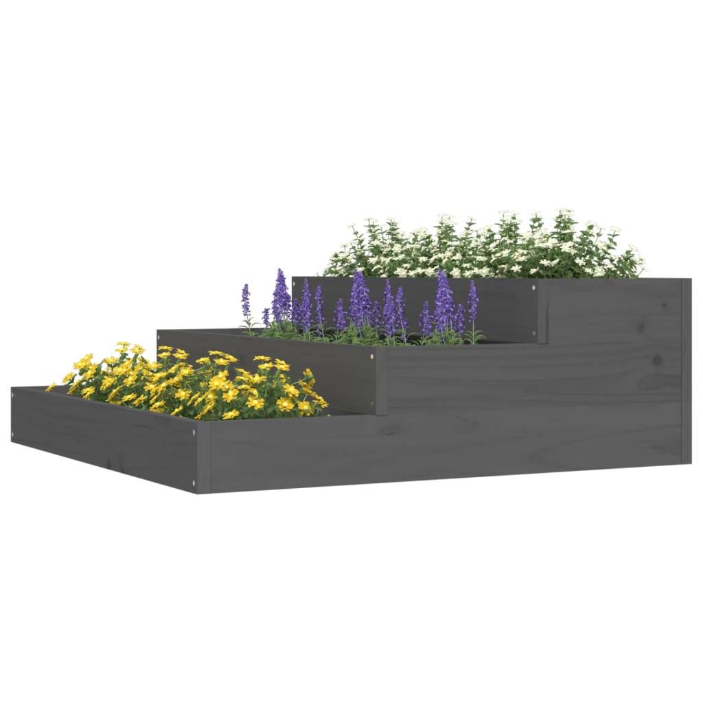 Vidaxl - Jardinière Gris 78x78x27 cm Bois massif de pin vidaXL 823908 - Image 4
