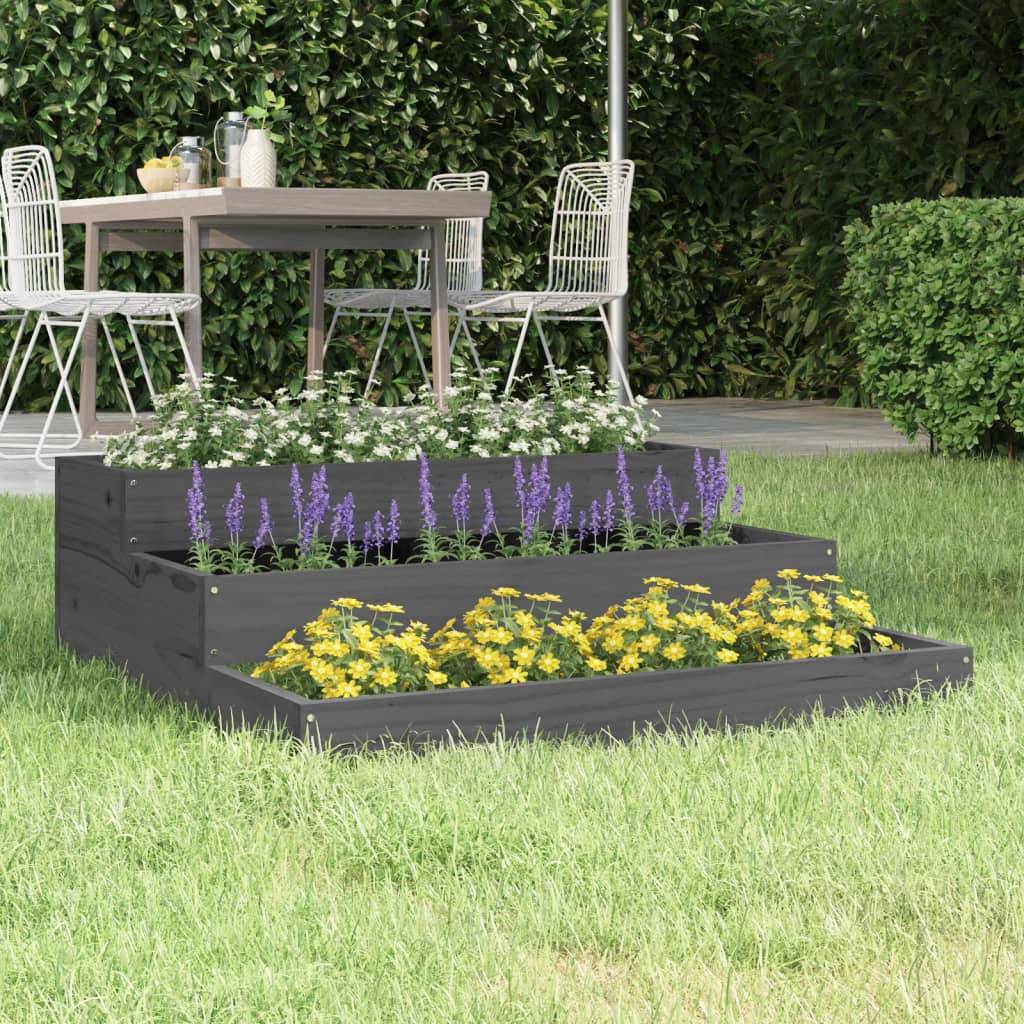 Vidaxl - Jardinière Gris 78x78x27 cm Bois massif de pin vidaXL 823908 - Image 1