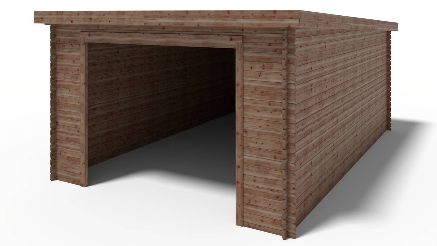 Altanka - Garage en bois - 24m2 - 4x6m - imprégné - Ep. 28mm - couleur: marron - GAR23 - Image 1